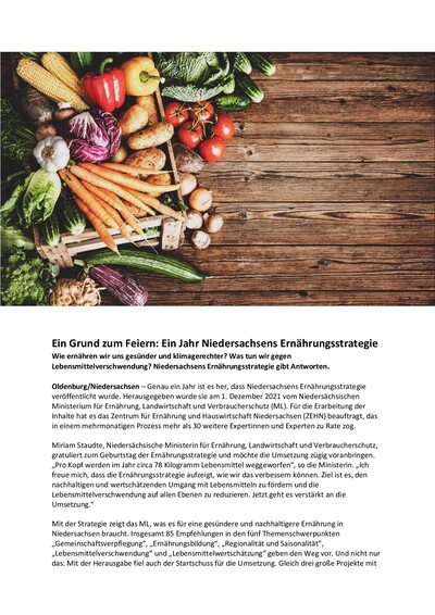 PM  Ein Jahr Niedersachsens Ernährungsstrategie
