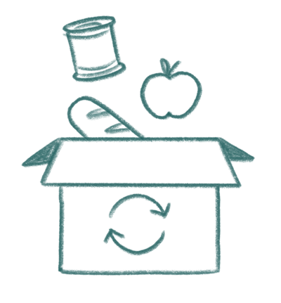 Illustration Lebensmittelweitergabe - © GfG / Gruppe für Gestaltung Illustration Lebensmittelweitergabe